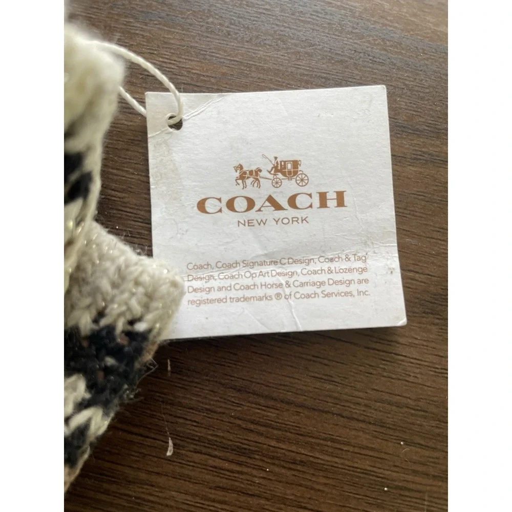 Coach Ocelot Touch Glove Knit Angora Beige Tan One Size Cheetah Print READ
